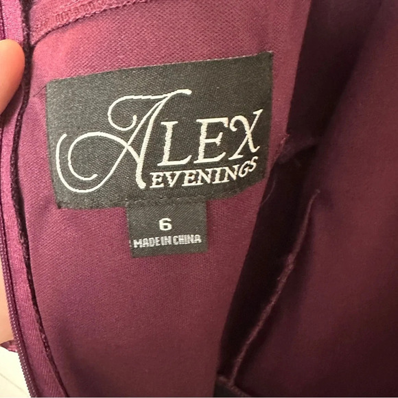Gorgeous Alex Evenings dress in plum, layered skirt, sequined‎ top. Size 6. - Picture 5 of 10